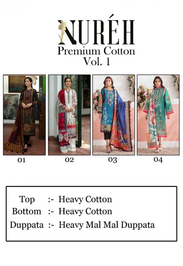 Nureh Premium Vol 1 Designer Cotton Dress Materials